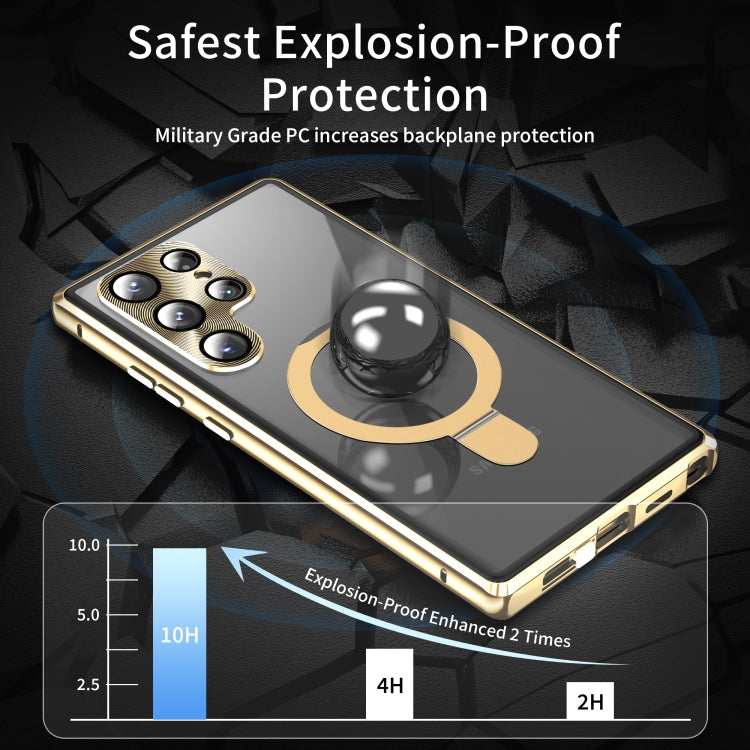 For Samsung Galaxy S24 Ultra 5G MagSafe Magnetic Privacy Frosted Tempered Glass Holder Phone Case(Gold) - HoMEdemic™ 