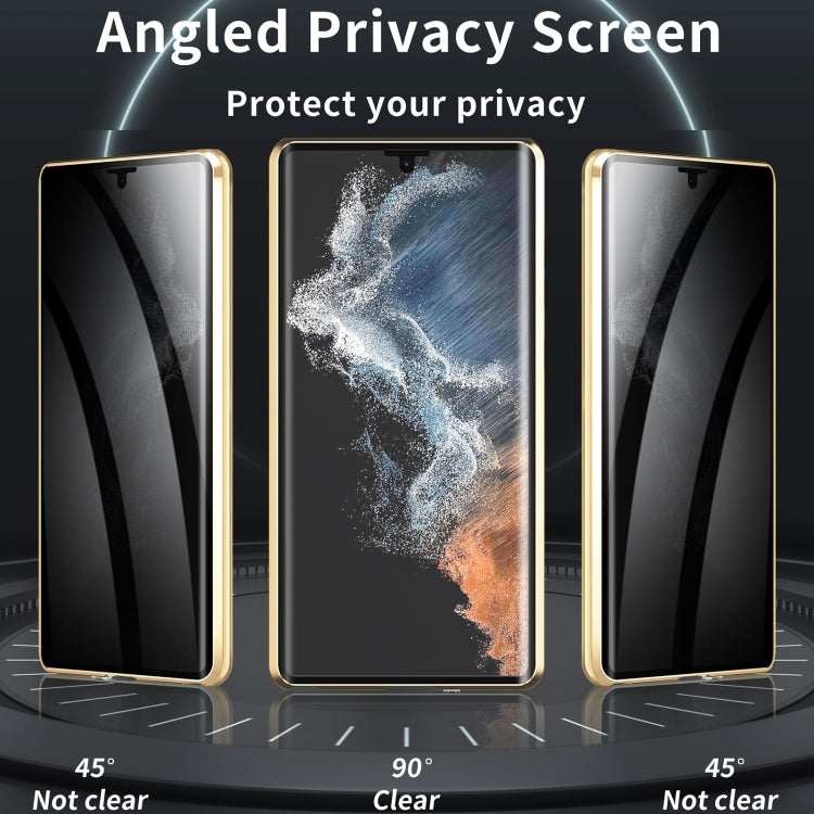 For Samsung Galaxy S24 Ultra 5G MagSafe Magnetic Privacy Frosted Tempered Glass Holder Phone Case(Gold) - HoMEdemic™ 