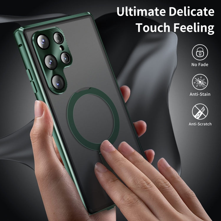 For Samsung Galaxy S24 Ultra 5G MagSafe Magnetic Privacy Frosted Tempered Glass Holder Phone Case(Green) - HoMEdemic™ 