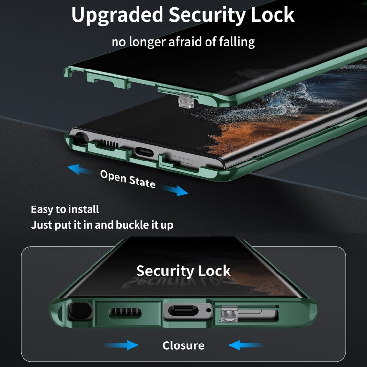 For Samsung Galaxy S24 Ultra 5G MagSafe Magnetic Privacy Frosted Tempered Glass Holder Phone Case(Green) - HoMEdemic™ 