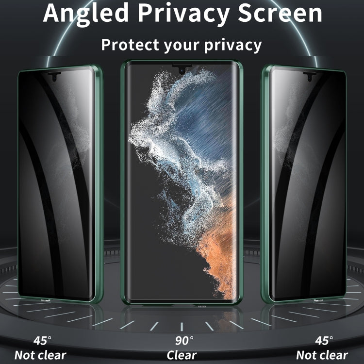 For Samsung Galaxy S24 Ultra 5G MagSafe Magnetic Privacy Frosted Tempered Glass Holder Phone Case(Green) - HoMEdemic™ 