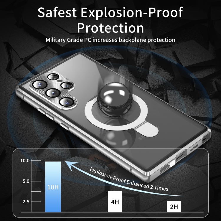 For Samsung Galaxy S24 Ultra 5G MagSafe Magnetic Privacy Frosted Tempered Glass Holder Phone Case(Silver) - HoMEdemic™ 