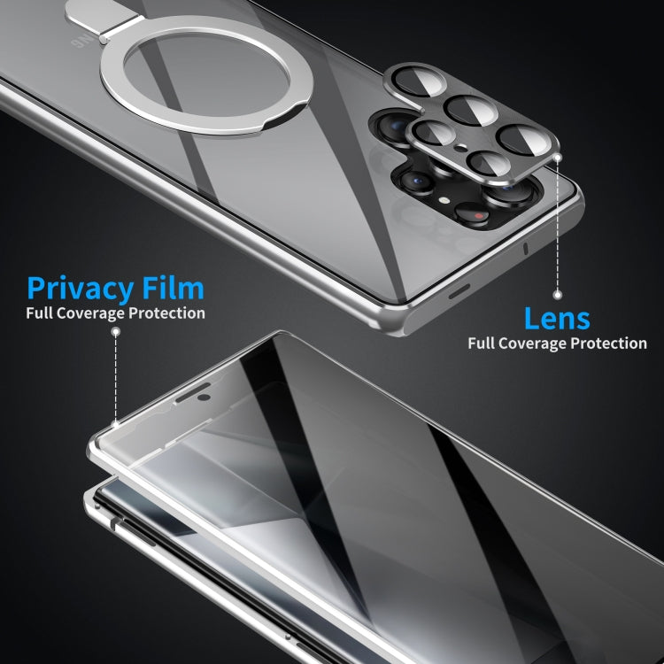 For Samsung Galaxy S24 Ultra 5G MagSafe Magnetic Privacy Frosted Tempered Glass Holder Phone Case(Silver) - HoMEdemic™ 