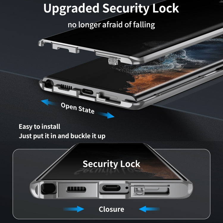 For Samsung Galaxy S24 Ultra 5G MagSafe Magnetic Privacy Frosted Tempered Glass Holder Phone Case(Silver) - HoMEdemic™ 
