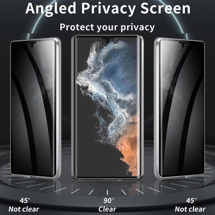 For Samsung Galaxy S24 Ultra 5G MagSafe Magnetic Privacy Frosted Tempered Glass Holder Phone Case(Silver) - HoMEdemic™ 