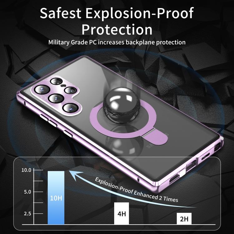 For Samsung Galaxy S24 Ultra 5G MagSafe Magnetic Privacy Frosted Tempered Glass Holder Phone Case(Purple) - HoMEdemic™ 