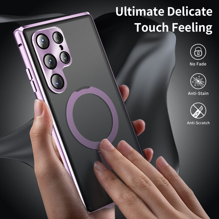 For Samsung Galaxy S24 Ultra 5G MagSafe Magnetic Privacy Frosted Tempered Glass Holder Phone Case(Purple) - HoMEdemic™ 