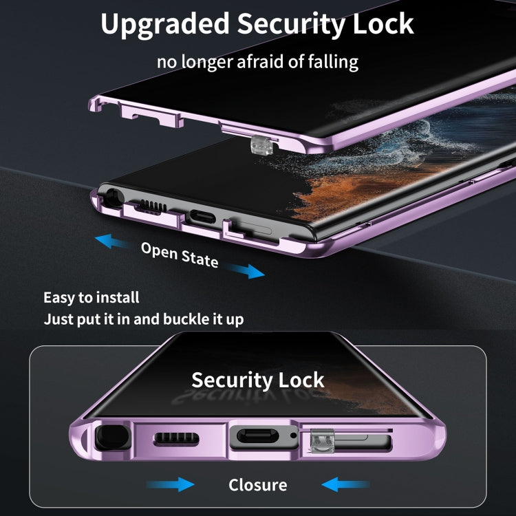 For Samsung Galaxy S24 Ultra 5G MagSafe Magnetic Privacy Frosted Tempered Glass Holder Phone Case(Purple) - HoMEdemic™ 