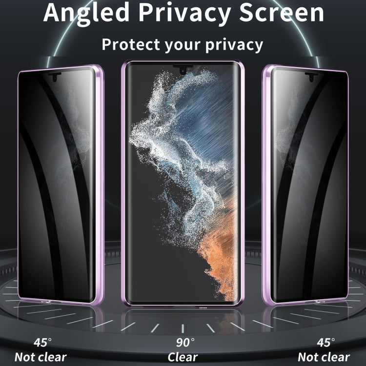 For Samsung Galaxy S24 Ultra 5G MagSafe Magnetic Privacy Frosted Tempered Glass Holder Phone Case(Purple) - HoMEdemic™ 