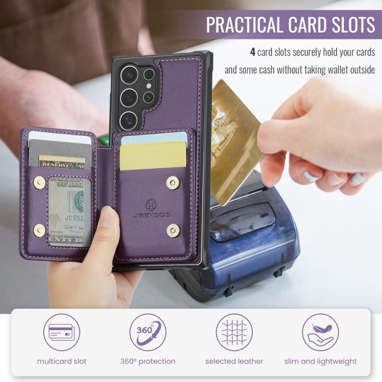 For Samsung Galaxy S24 Ultra 5G JEEHOOD J05 Business Magnetic Style RFID Leather Phone Case(Purple) - HoMEdemic™ 