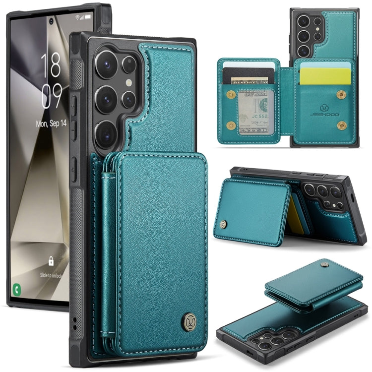 For Samsung Galaxy S24 Ultra 5G JEEHOOD J05 Business Magnetic Style RFID Leather Phone Case(Blue Green) - HoMEdemic™ 
