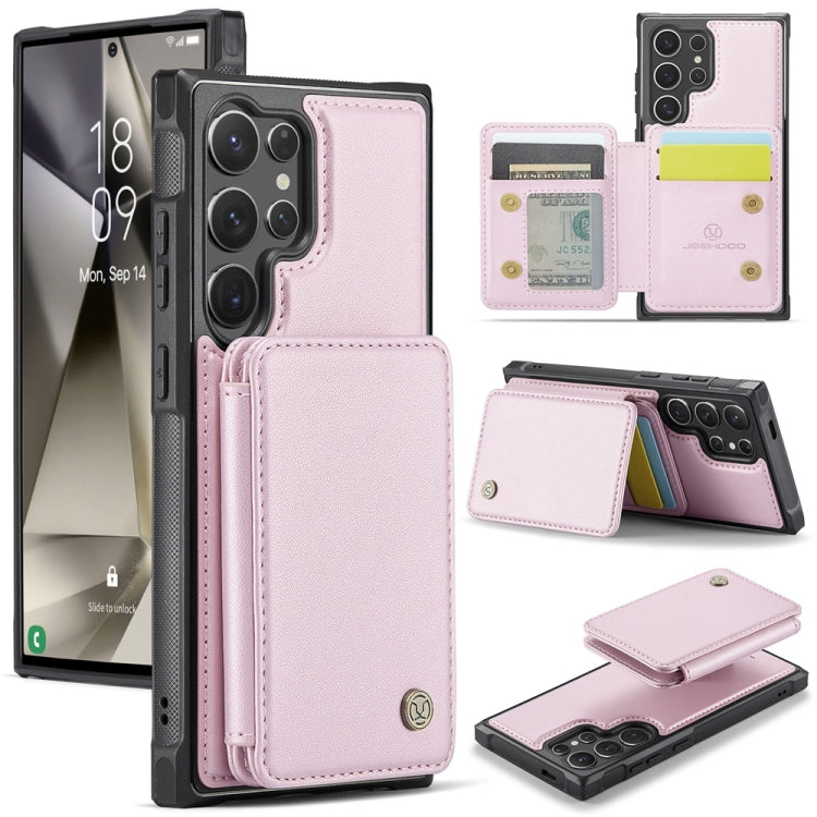 For Samsung Galaxy S24 Ultra 5G JEEHOOD J05 Business Magnetic Style RFID Leather Phone Case(Pink) - HoMEdemic™ 