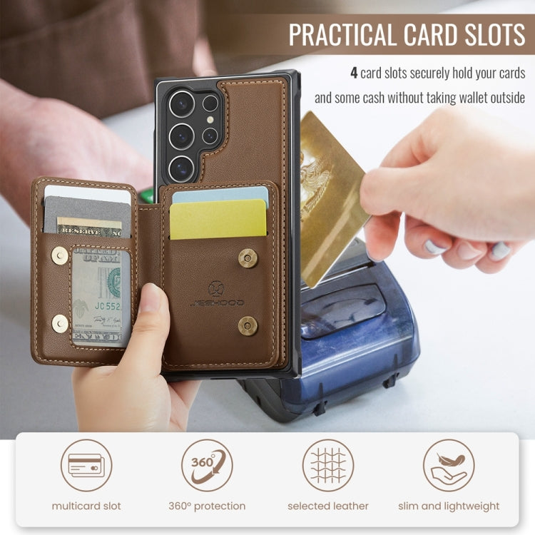 For Samsung Galaxy S24 Ultra 5G JEEHOOD J05 Business Magnetic Style RFID Leather Phone Case(Brown) - HoMEdemic™ 