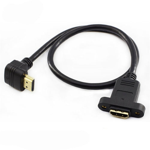 Reverse Elbow HDTV Male to Female Extension Cable with Ear Screw Holes, Length: 0.5m - HoMEdemic™ 