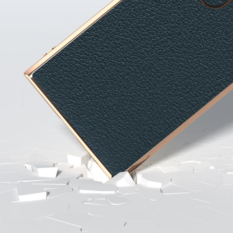 For Samsung Galaxy S24 Ultra 5G Nano Plating Genuine Leather Wave Series Phone Case(Green) - HoMEdemic™ 