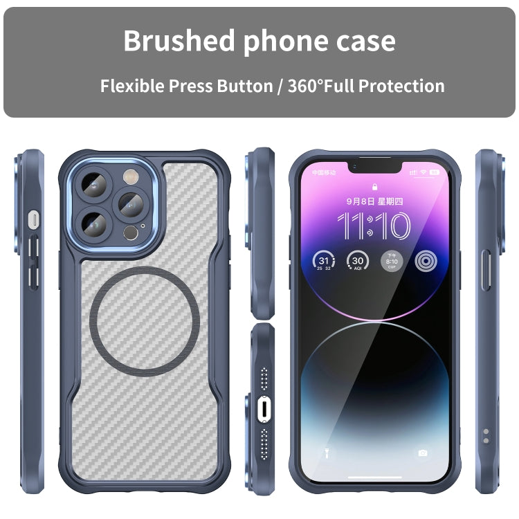 For iPhone 15 Pro Carbon Fiber Texture MagSafe Translucent Phone Case(Blue) - HoMEdemic™ 