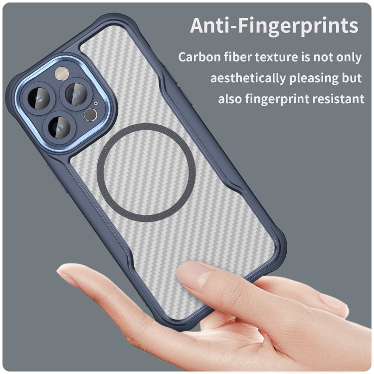 For iPhone 15 Pro Carbon Fiber Texture MagSafe Translucent Phone Case(Blue) - HoMEdemic™ 
