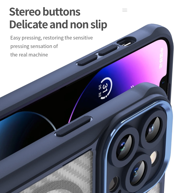 For iPhone 15 Pro Carbon Fiber Texture MagSafe Translucent Phone Case(Blue) - HoMEdemic™ 