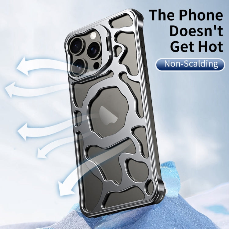 For iPhone 15 Pro Auspicious Cloud Series MagSafe Metal Phone Case with Bracket(Grey) - HoMEdemic™ 