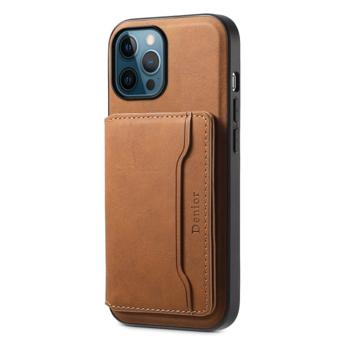 For iPhone 12 Pro Max Denior D13 Retro Texture Leather MagSafe Card Bag Phone Case(Brown) - HoMEdemic™ 