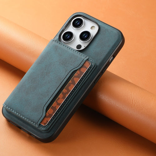 For iPhone 15 Pro Denior D13 Retro Texture Leather MagSafe Card Bag Phone Case(Blue) - HoMEdemic™ 