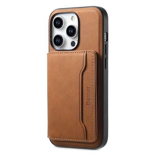 For iPhone 15 Pro Denior D13 Retro Texture Leather MagSafe Card Bag Phone Case(Brown) - HoMEdemic™ 