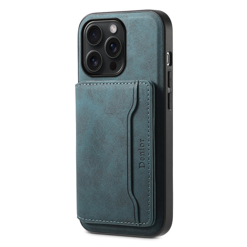 For iPhone 15 Pro Max Denior D13 Retro Texture Leather MagSafe Card Bag Phone Case(Blue) - HoMEdemic™ 