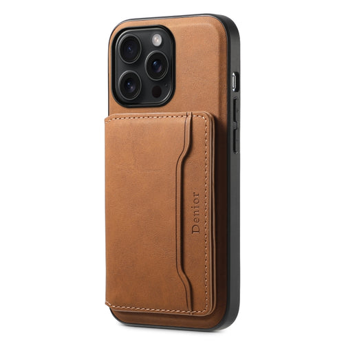 For iPhone 15 Pro Max Denior D13 Retro Texture Leather MagSafe Card Bag Phone Case(Brown) - HoMEdemic™ 