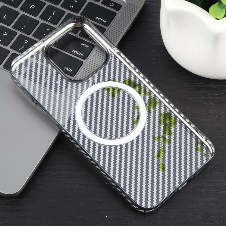 For iPhone 15 Pro Max 6D Plated Carbon Fiber Clear Magsafe PC Phone Case(Starry Black) - HoMEdemic™ 