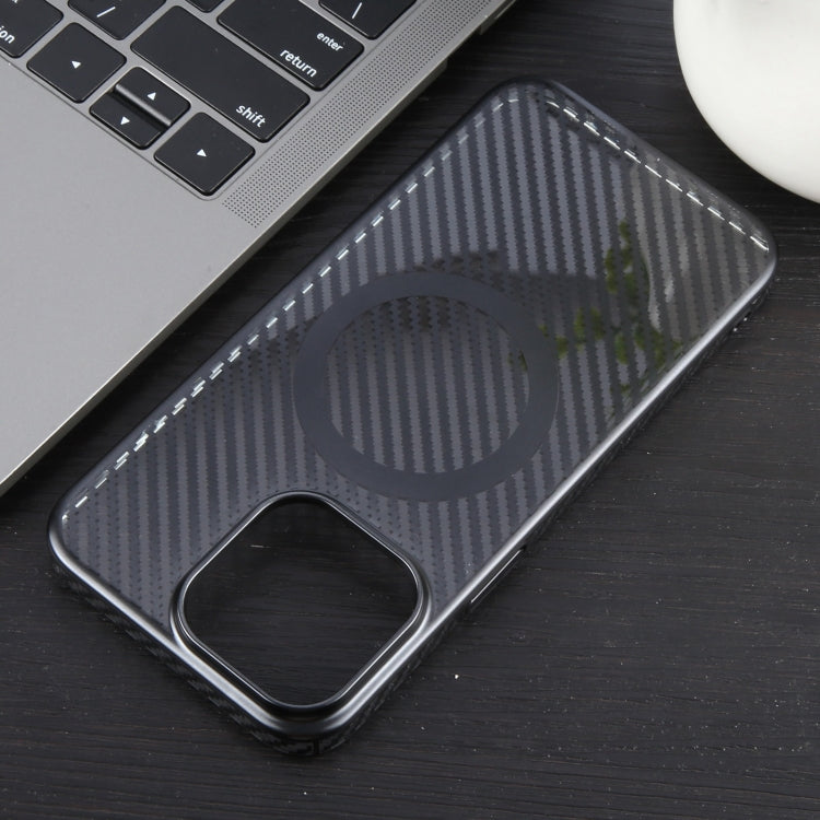 For iPhone 15 Pro Max 6D Plated Carbon Fiber Clear Magsafe PC Phone Case(Starry Black) - HoMEdemic™ 