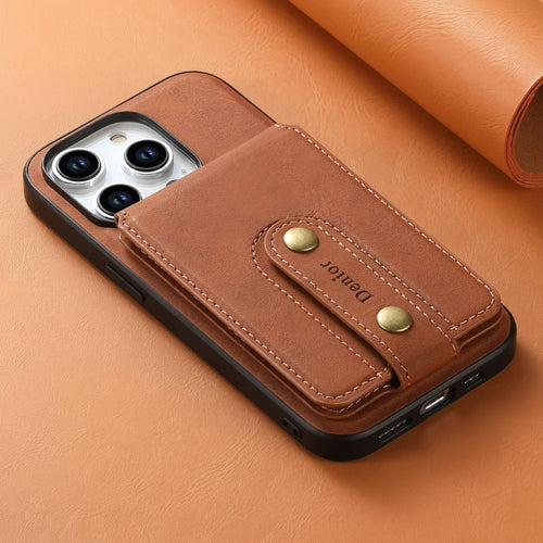 For iPhone 15 Pro Max Denior D14 NK Retro Pattern MagSafe Magnetic Card Holder Leather Phone Case(Brown) - HoMEdemic™ 