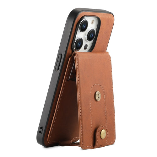 For iPhone 15 Pro Max Denior D14 NK Retro Pattern MagSafe Magnetic Card Holder Leather Phone Case(Brown) - HoMEdemic™ 