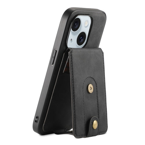 For iPhone 15 Plus Denior D14 NK Retro Pattern MagSafe Magnetic Card Holder Leather Phone Case(Black) - HoMEdemic™ 