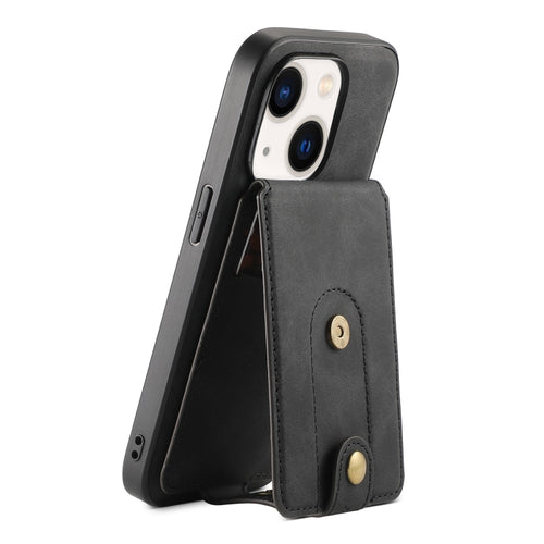 For iPhone 14 Plus Denior D14 NK Retro Pattern MagSafe Magnetic Card Holder Leather Phone Case(Black) - HoMEdemic™ 