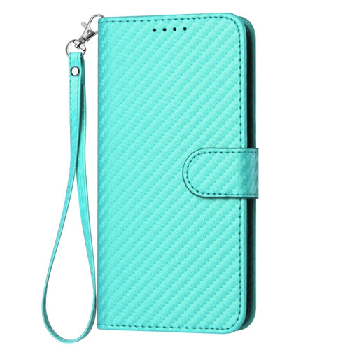 For Samsung Galaxy S24 5G YX0070 Carbon Fiber Buckle Leather Phone Case with Lanyard(Light Blue) - HoMEdemic™ 