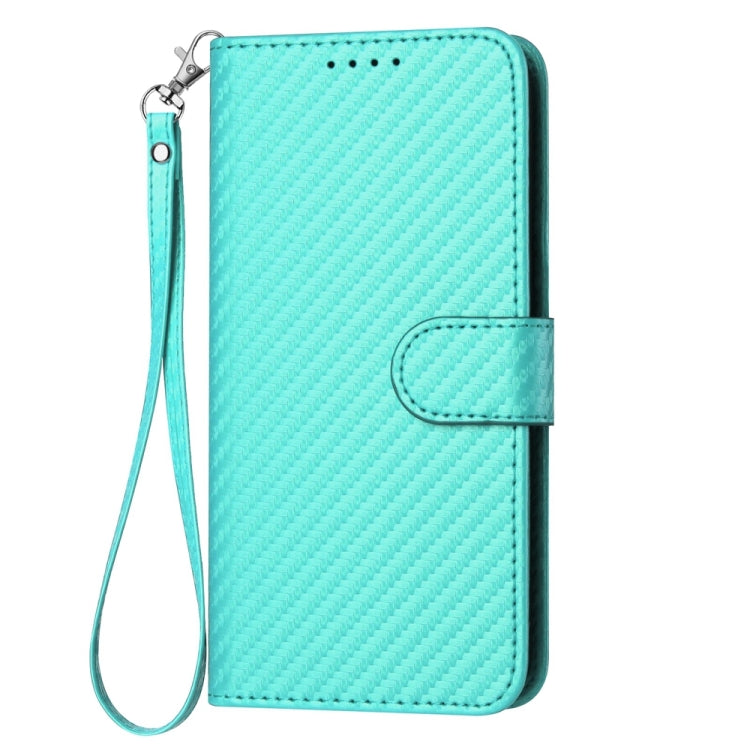 For Samsung Galaxy S24 Ultra 5G YX0070 Carbon Fiber Buckle Leather Phone Case with Lanyard(Light Blue) - HoMEdemic™ 