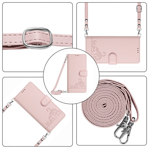 For Samsung Galaxy S24 5G Cat Rat Embossed Pattern RFID Leather Phone Case with Lanyard(Pink) - HoMEdemic™ 