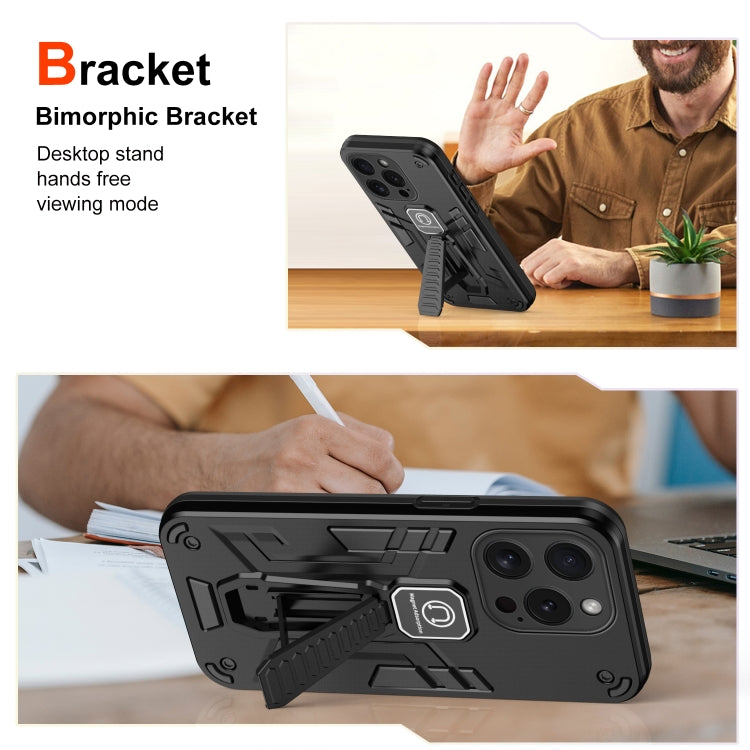 For iPhone 15 Pro Shockproof Holder Phone Case(Black) - HoMEdemic™ 