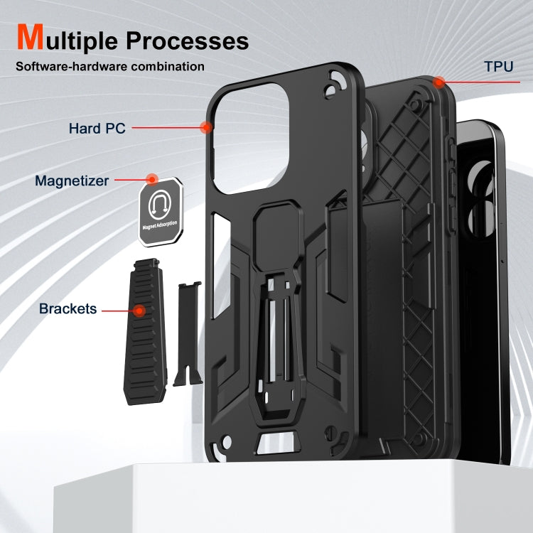 For iPhone 15 Pro Max Shockproof Holder Phone Case(Black) - HoMEdemic™ 