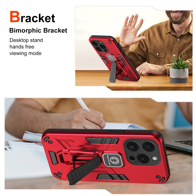 For iPhone 15 Pro Max Shockproof Holder Phone Case(Red) - HoMEdemic™ 