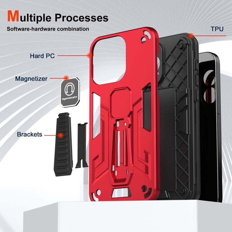 For iPhone 15 Pro Max Shockproof Holder Phone Case(Red) - HoMEdemic™ 