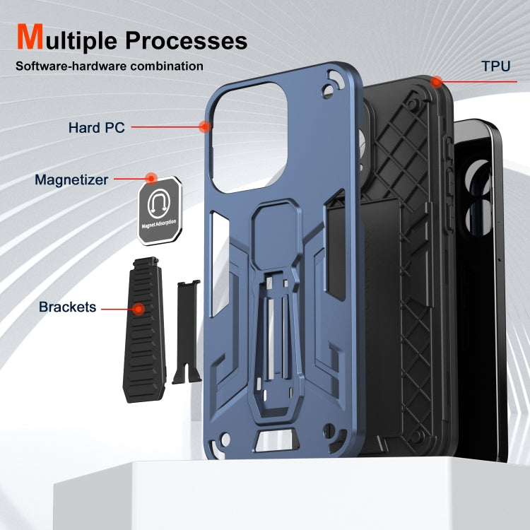 For iPhone 15 Pro Max Shockproof Holder Phone Case(Blue) - HoMEdemic™ 