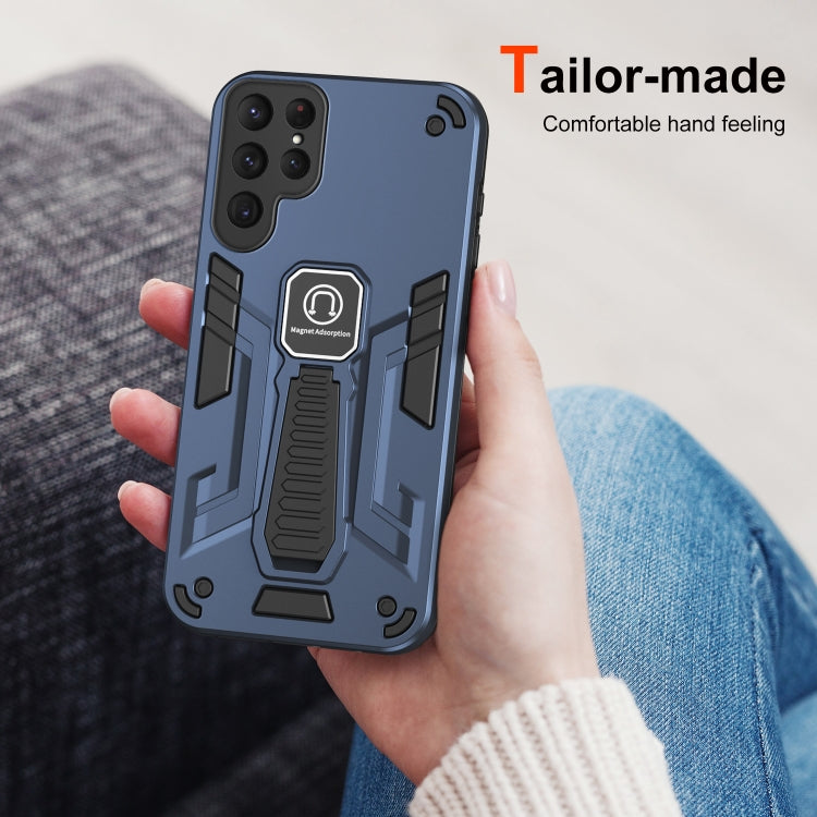 For Samsung Galaxy S24 Ultra 5G Shockproof Holder Phone Case(Blue) - HoMEdemic™ 