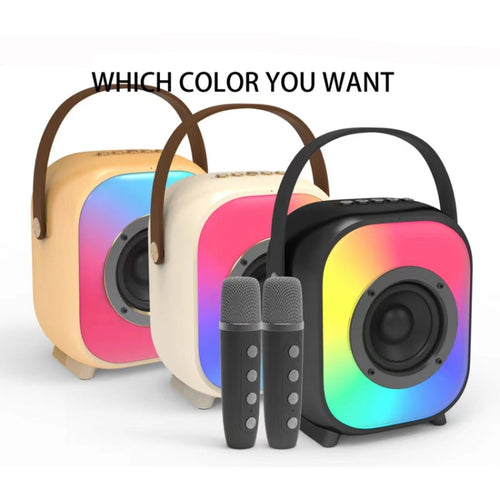 NewRixing NR168W Portable Colorful Bluetooth Speaker Home Dual Mic Karaoke Speaker(Coffee) - HoMEdemic™ 