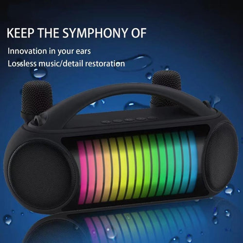 NewRixing NR-222 Portable Outdoor Dual Mic Colorful Wireless Bluetooth Speaker(Black) - HoMEdemic™ 