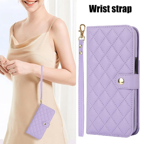 For Samsung Galaxy S24 5G Crossbody Multifunction Rhombic Leather Phone Case(Purple) - HoMEdemic™ 