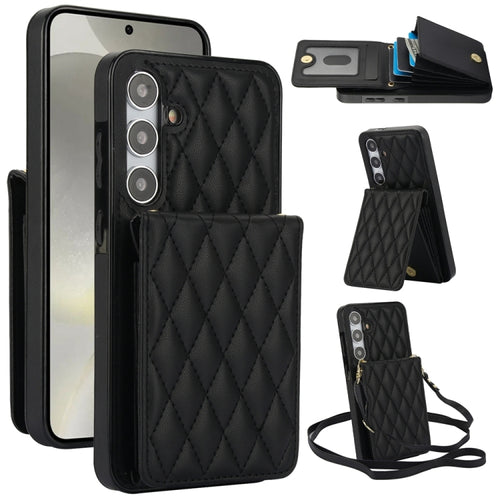 For Samsung Galaxy S24 5G YM015 Crossbody Rhombic Card Bag RFID Phone Case(Black) - HoMEdemic™ 