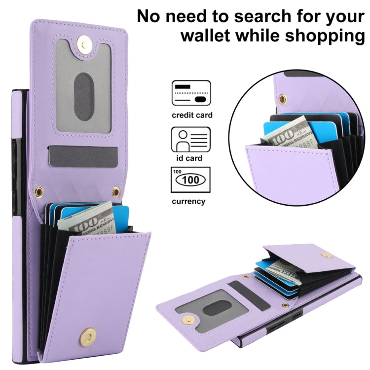 For Samsung Galaxy S24 Ultra 5G YM015 Crossbody Rhombic Card Bag RFID Phone Case(Light Purple) - HoMEdemic™ 