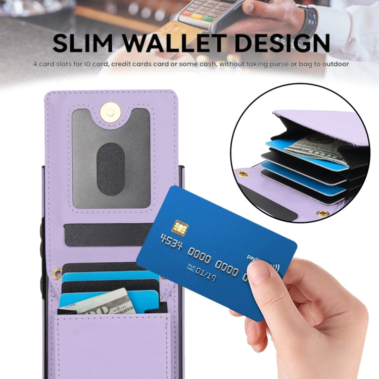 For Samsung Galaxy S24 Ultra 5G YM015 Crossbody Rhombic Card Bag RFID Phone Case(Light Purple) - HoMEdemic™ 