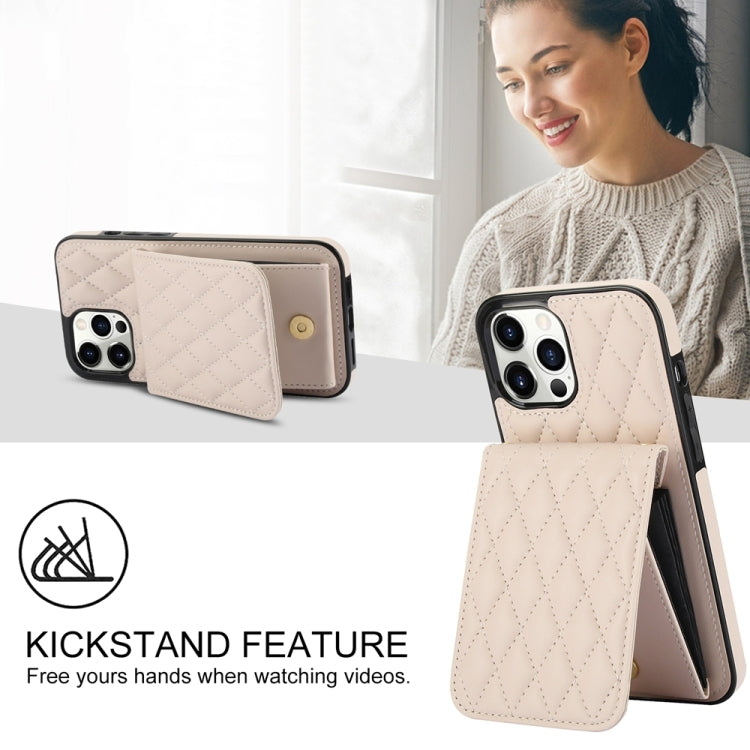 For iPhone 15 Pro YM015 Crossbody Rhombic Card Bag RFID Phone Case(White) - HoMEdemic™ 